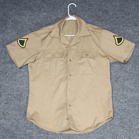 U.S. Army Other - U.S. Army Private E-2 Tan 445 Short Sleeve Uniform Shirt Medium 1970s PVT